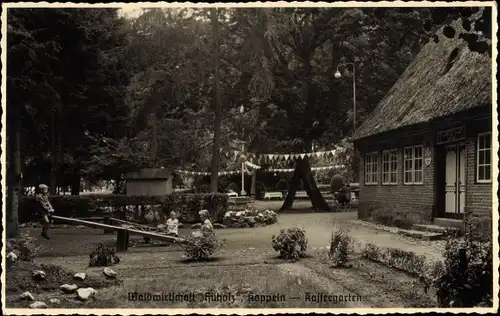 Ak Kappeln an der Schlei, Waldwirtschaft Hüholz, Fritz Willhöft, Kaffeegarten, Wippe