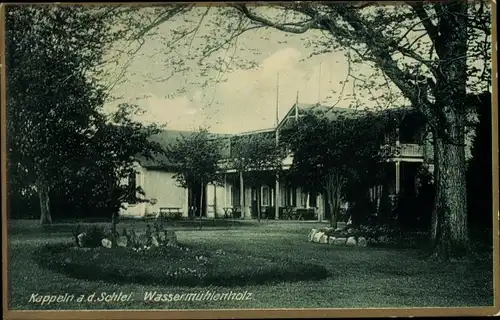 Ak Kappeln an der Schlei, Etablissement Wassermühlenholz, Gartenpartie