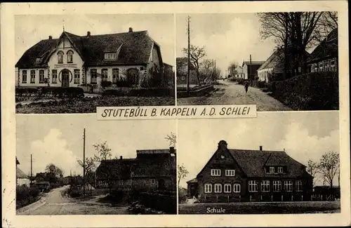 Ak Stutebüll Kappeln an der Schlei, Gasthaus Peter Schmitz, Schule, Ortsansichten