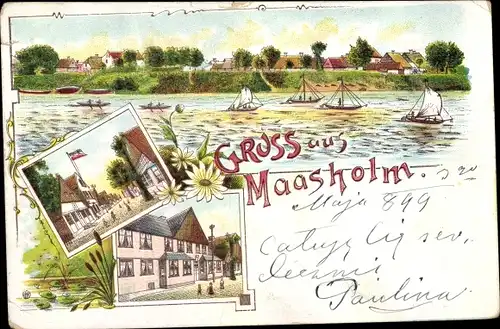 Litho Maasholm in Schleswig Holstein, Ortsansichten, Segelboote