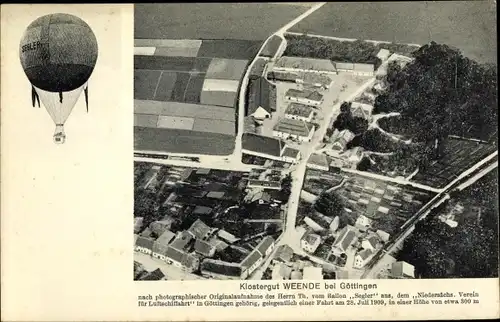 Ak Weende Göttingen in Niedersachsen, Ballon Segler, Klostergut, Fliegeraufnahme