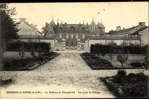 Ak Nangis Seine et Marne, Le Chateau de Champbrule, Vue prise du Potager