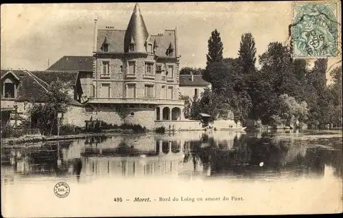 Ak Moret Seine et Marne, Bord du Loing en amont du Pont