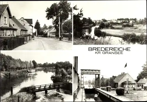 Ak Bredereiche Kreis Gransee in Brandenburg, Dorfpartie, Schleuse
