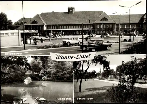 Ak Wanne Eickel Herten Herne im Ruhrgebiet, Hauptbahnhof, Stadtgarten, Bahnhofspark