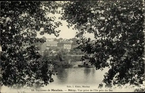 Ak Mézy-sur-Seine Yvelines, Vue prise de l'Ile pres du Bac