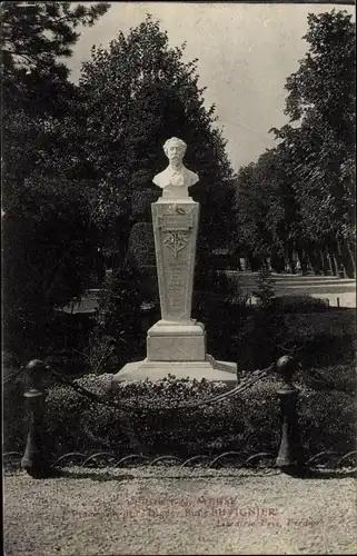 Ak Verdun Meuse, Promenade de la Digue, Buste Buvignier