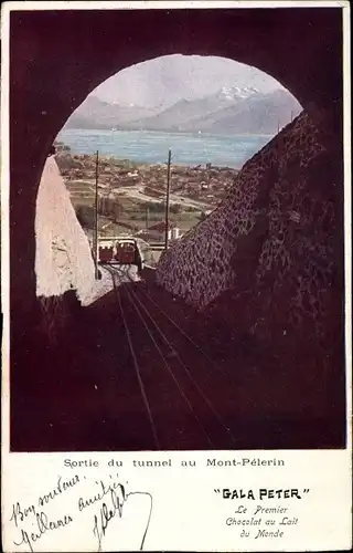 Ak Kt Waadt Schweiz, Sortie du tunnel au Mont Pélerin