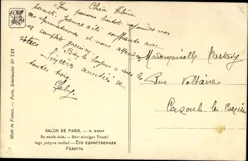 Künstler Ak Ernst, R., Sein einziger Trost, Salon de Paris, Araber, Frau