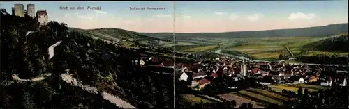 Klapp Ak Treffurt an der Werra, Panorama mit Normannstein