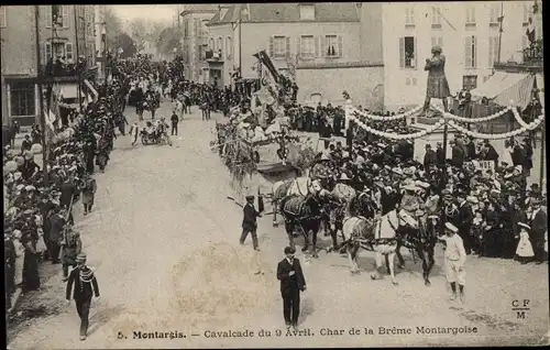 Ak Montargis Loiret, Chaussee, Cavalcade du 9. Avril, Char de la Breme Montargoise