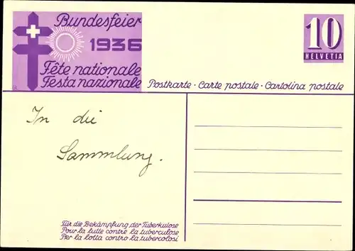 Ganzsachen Künstler Ak Hermes, E., Bundesfeier 1936, Mann