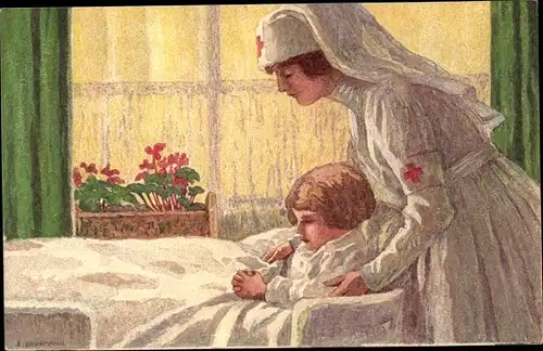 Ganzsachen Künstler Ak Schweiz, Bundesfeier 1921, Krankenschwester, Rotes Kreuz