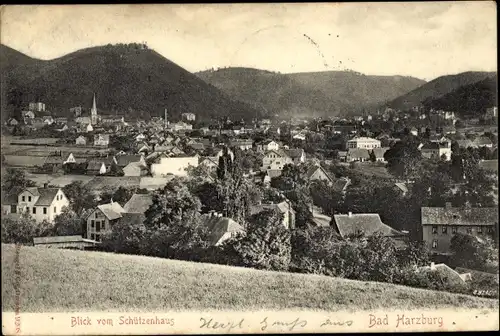 Ak Bad Harzburg am Harz, Blick vom Schützenhaus auf den Ort, Stengel