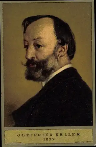 Ganzsachen Ak Gottfried Keller 1872, Schweizer Schriftsteller und Politiker, Bundesfeier