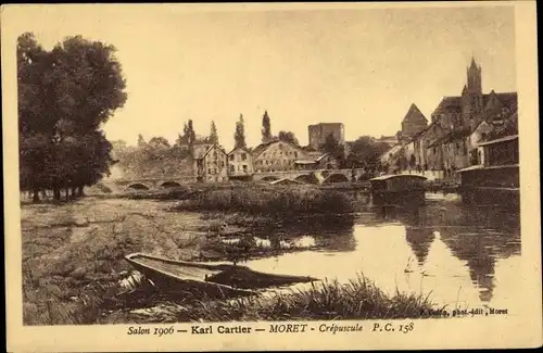 Ak Moret Seine et Marne, Vue genereale, Le Pont