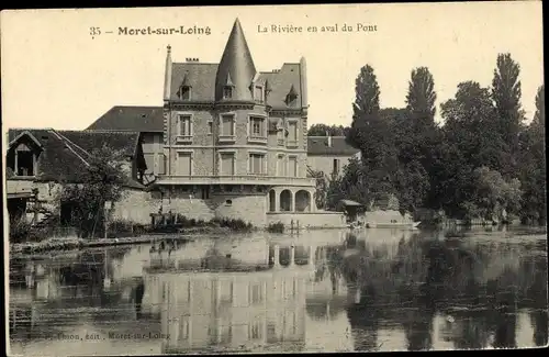 Ak Moret-sur-Loing Seine et Marne, La Riviere en aval du Pont