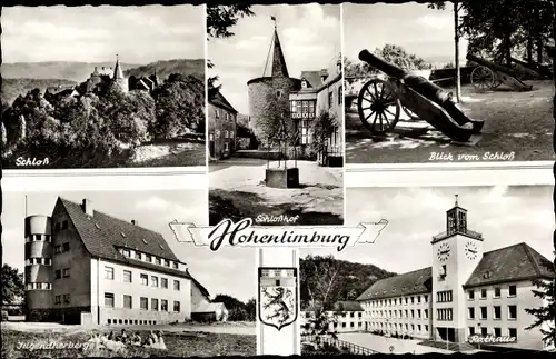 Ak Hohenlimburg Hagen Ruhrgebiet, Schloss, Schlosshof, Wappen, Jugendherberge, Rathaus, Kanonen