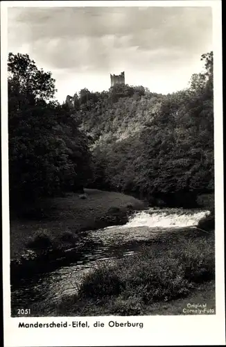 Ak Manderscheid in der Eifel Rheinland Pfalz, Oberburg, Flusspartie