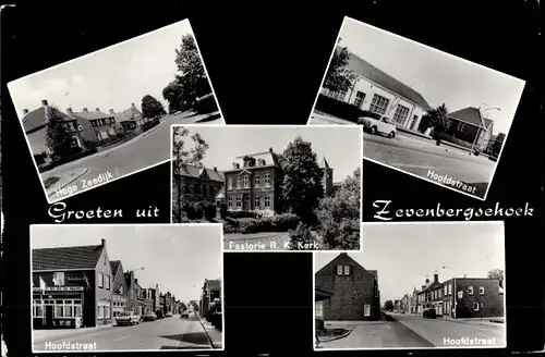 Moerdijk Zevenbergschen Hoek Nordbrabant, Hoge Zeedijk, Hoofdstraat, Pastorie R. K. Kerk