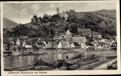 Ak Hirschhorn am Neckar Hessen, Ort vom Ufer gesehen
