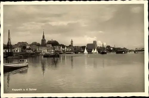 Ak Kappeln an der Schlei, Schleipartie, Hafen, Nicolaikirche