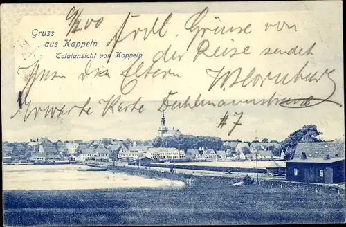 Ak Kappeln an der Schlei, Totalansicht, Nicolaikirche, Schleibrücke
