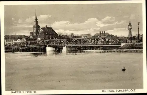 Ak Kappeln an der Schlei, Neue Schleibrücke, Nicolaikirche