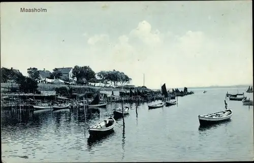 Ak Maasholm in Schleswig Holstein, Schleipartie, Boote