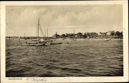 Ak Maasholm in Schleswig Holstein, Schleipartie, Boote