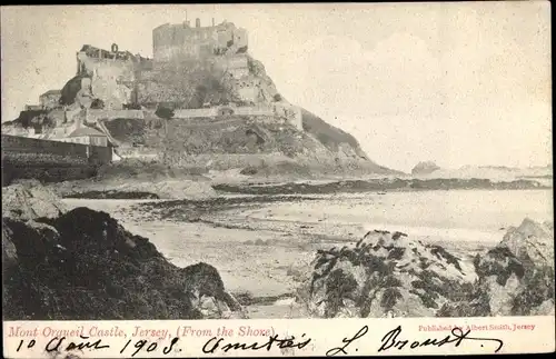 Ak Jersey Kanalinseln, Mont Orgueil Castle from the Shore