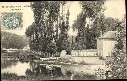 Ak Moret-sur-Loing Seine et Marne, L'abreuvoir