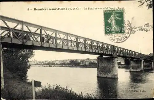 Ak Bonnières-sur-Seine Yvelines, Le Pont et vue cote Nord Ouest