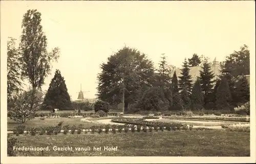 Ak Frederiksoord Drenthe, Gezicht vanuit het Hotel