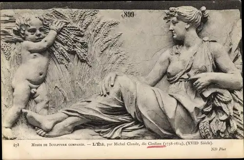 Ak Musée de Sculpture Comparée, L'Été, Relief, Michel Claude, Clodion