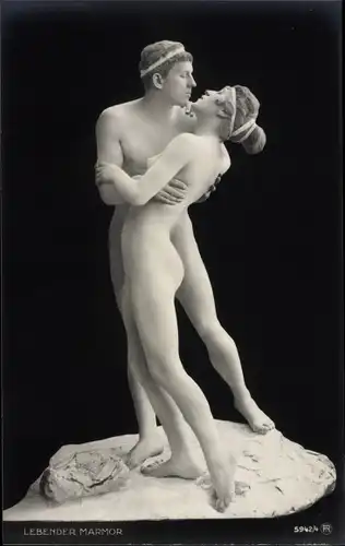 Ak Lebender Marmor, Frau und Mann im Nacktanzug, RPH 5942 4