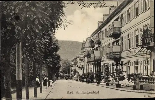 Ak Schlangenbad im Taunus Hessen, Straßenpartie, Victoria Hotel