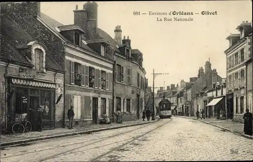 Ak Olivet Loiret, Rue Nationale, Tramway