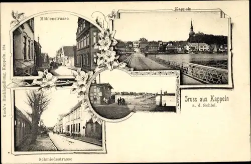 Ak Kappeln an der Schlei, Mühlenstraße, Schmiedestraße, Stadtansicht