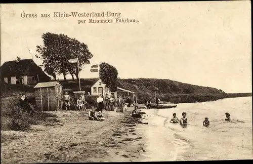Ak Klein Westerland Burg Brodersby, Strandpartie, badende Frauen