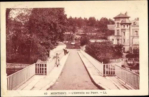 Ak Montigny-sur-Loing Seine-et-Marne, L'Entree du Pont