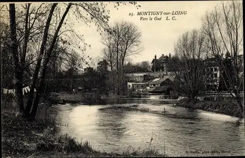 Ak Montigny-sur-Loing Seine-et-Marne, Vers le Gue