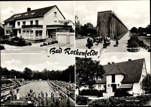 Ak Bad Rothenfelde am Teutoburger Wald, Haus Stegelmann, Sole Freibad, Neues Gradierwerk