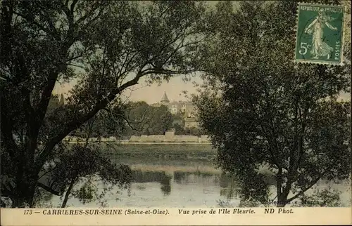 Ak Carrieres sur Seine Yvelines, Vue prise de l'Ile Fleurie