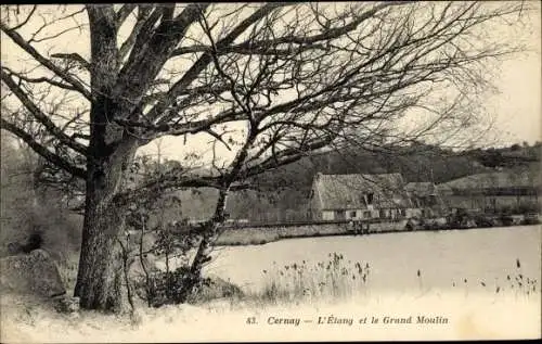 Ak Cernay la Ville Yvelines, L'Etang et le Grand Moulin