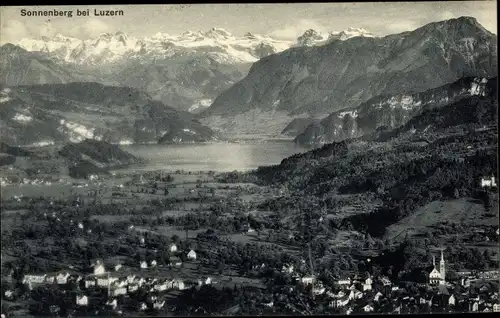 Ak Luzern Stadt Schweiz, Sonnenberg bei Luzern Panorama