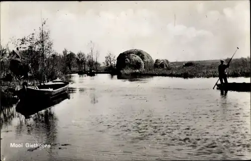 Ak Giethoorn Overijssel Niederlande, Flusspartie