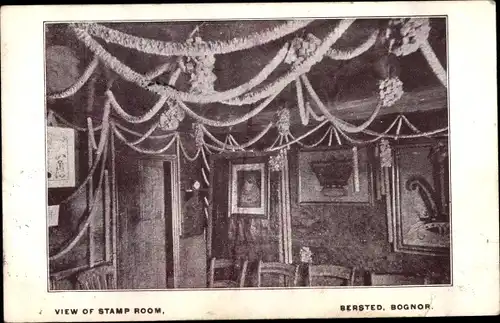 Ak Bersted Bognor Regis South East England, View of Stamp Room
