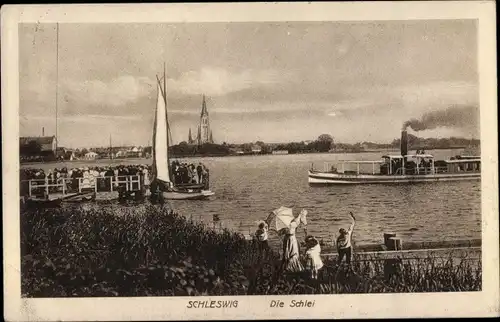 Ak Schleswig an der Schlei, Schleipartie, Dampfer