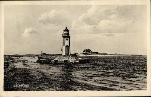 Ak Kappeln an der Schlei, Lotseninsel Schleimünde, Leuchtturm